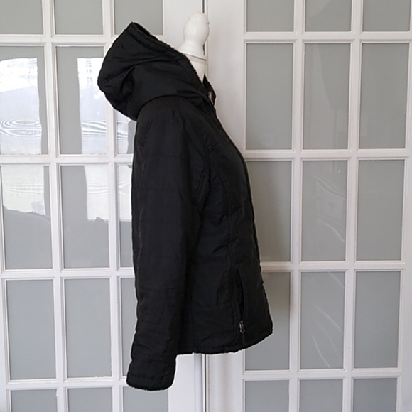 Reebok Faux Fur Reversible Black Jacket - Picture 4 of 16